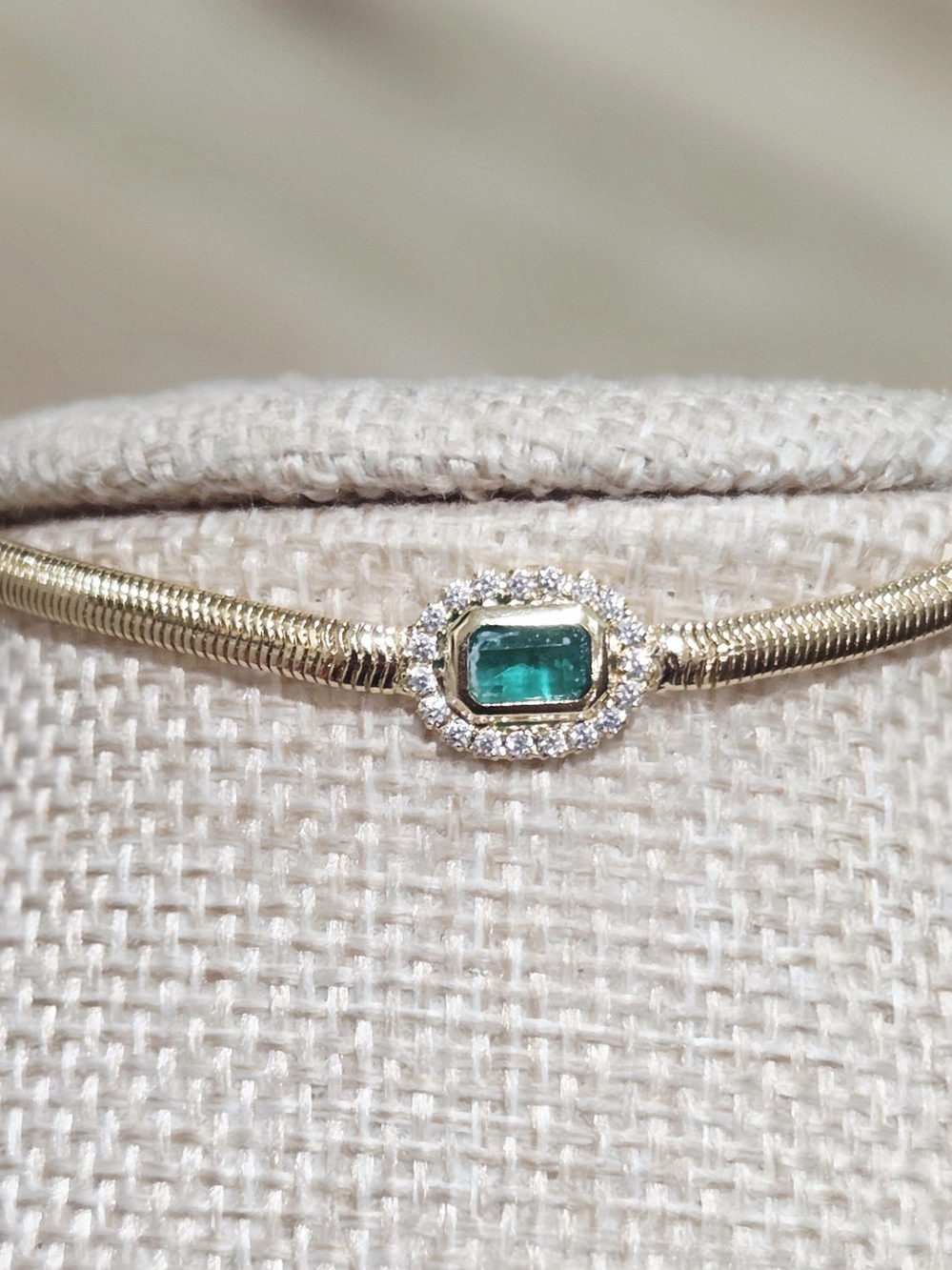 Gold Emerald Halo Bracelet - Green Gem Bracelet